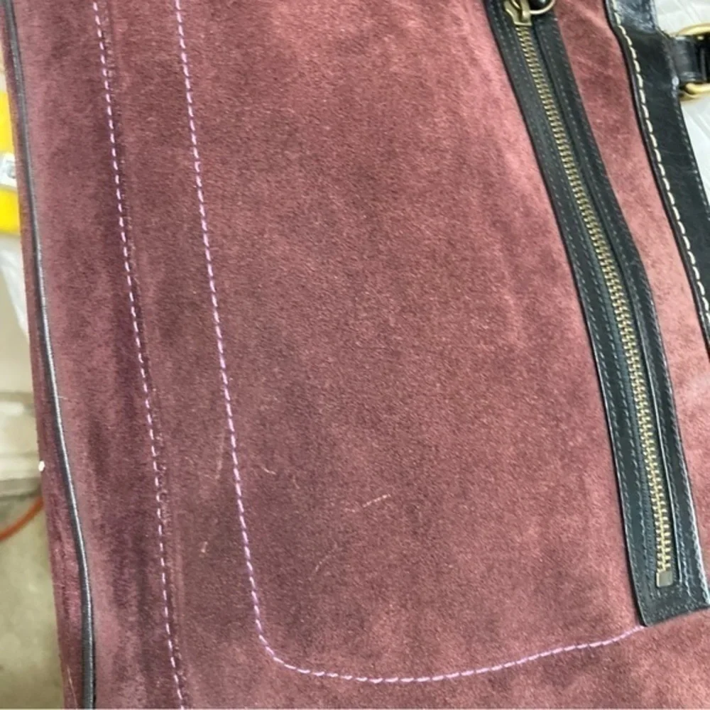 Vintage Coach 7477 Suede Tassel Satchel Bag burgundy/purple